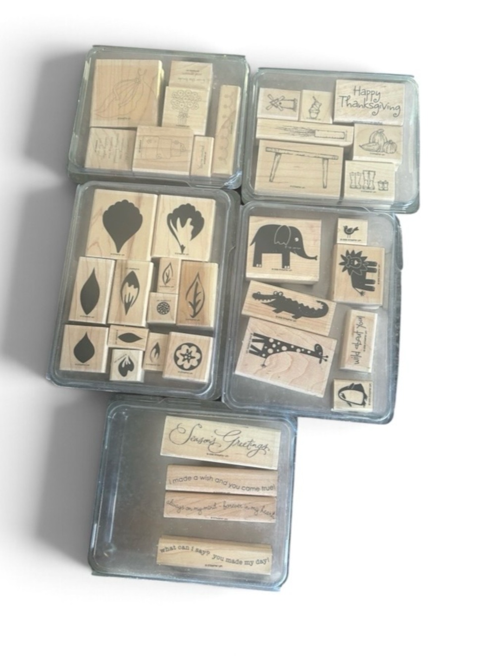 Stampin Up Vintage Wood Mounted Rubber
Stamp Lot - 5 Retired Sets